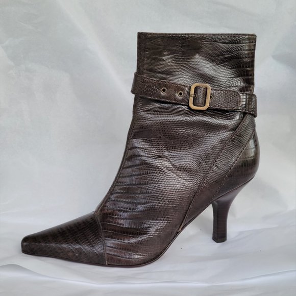 New ANTONIO MELANI Brown Leather Ankle Boots 8 Damaged Please read - Picture 3 of 5
